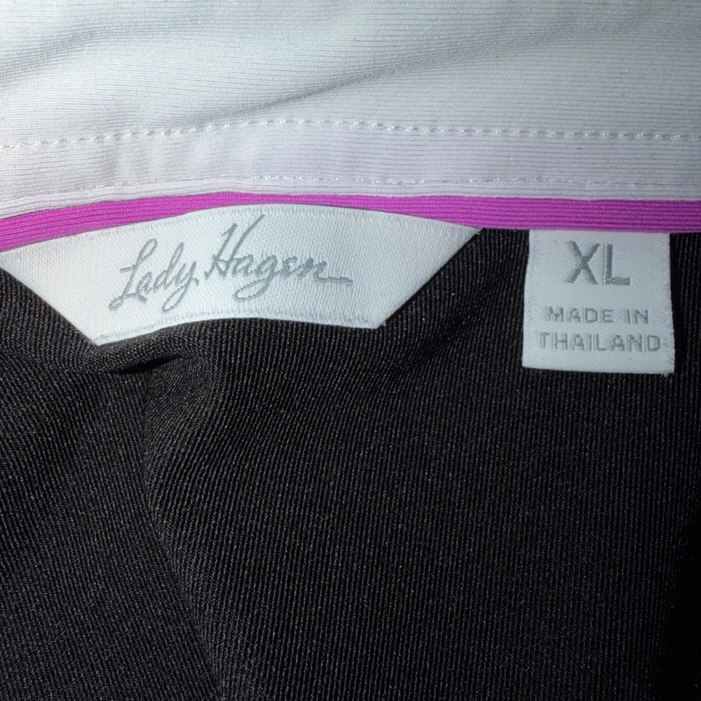 Lady Hagen Womens XL Golf Polo Shirt Black White Purple V-Neck Performance Top - Picture 3 of 4